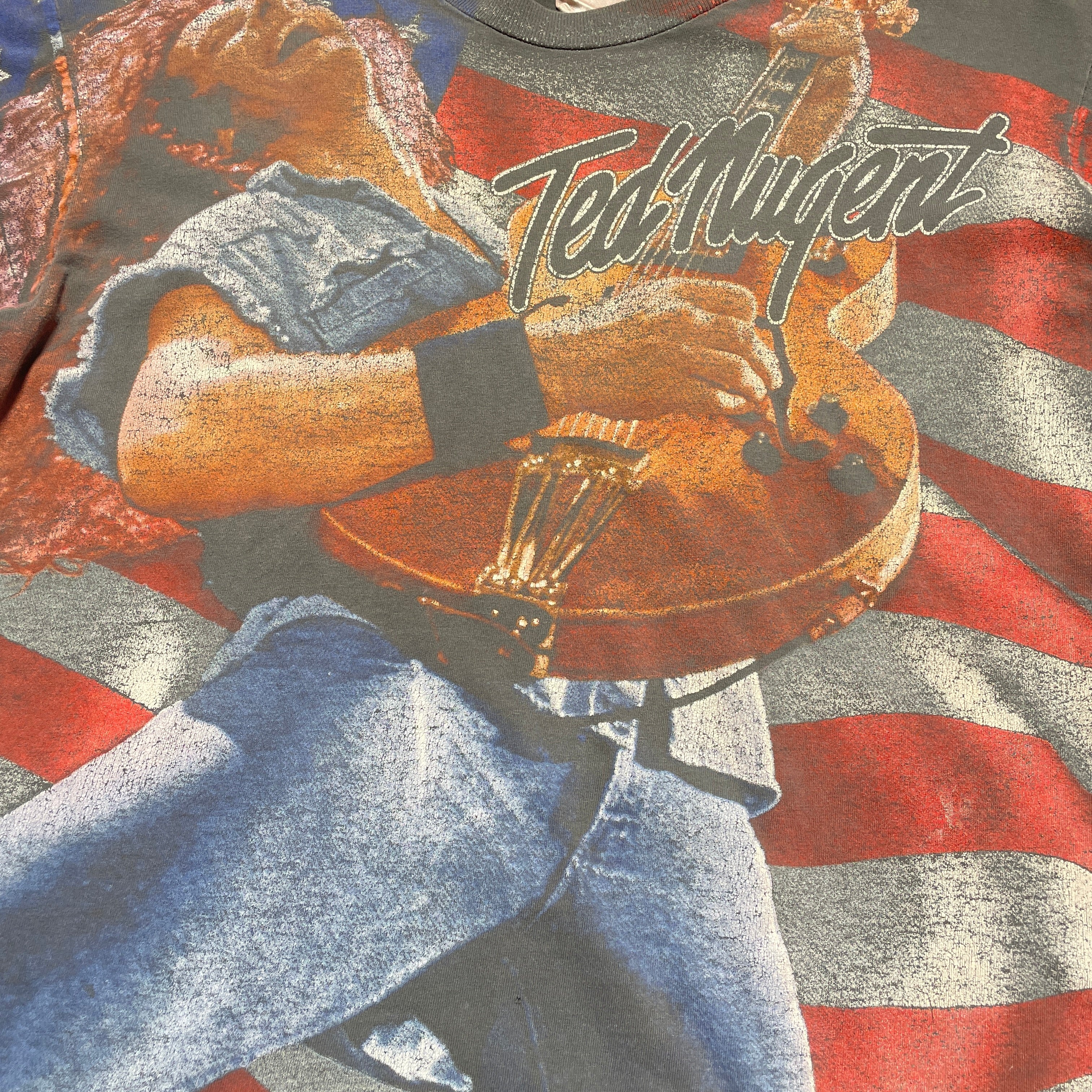 Vintage 90's Ted Nugent One Nation Under Faded T-Shirt - FRESH KILLS VINTAGE