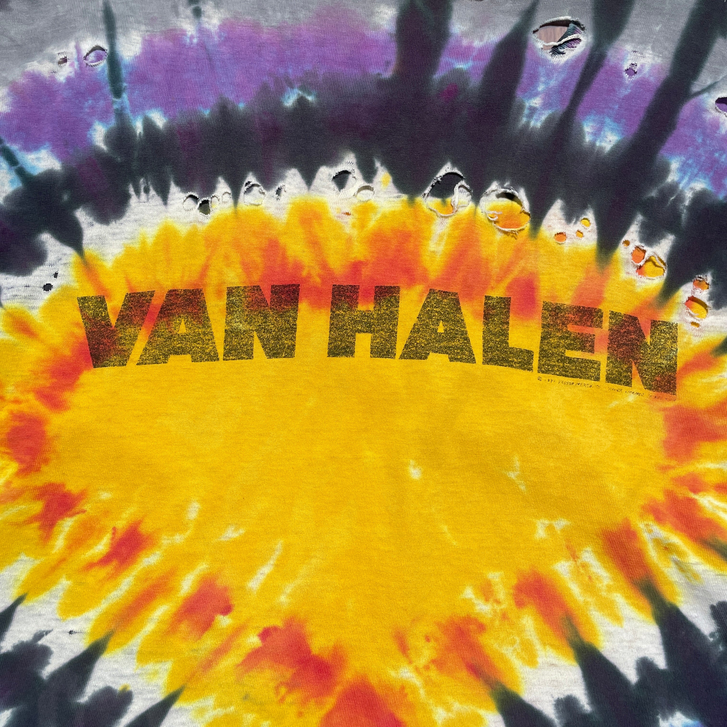 Vintage 90's Van Halen Tie Dye Thrashed Band T-Shirt - FRESH KILLS VINTAGE