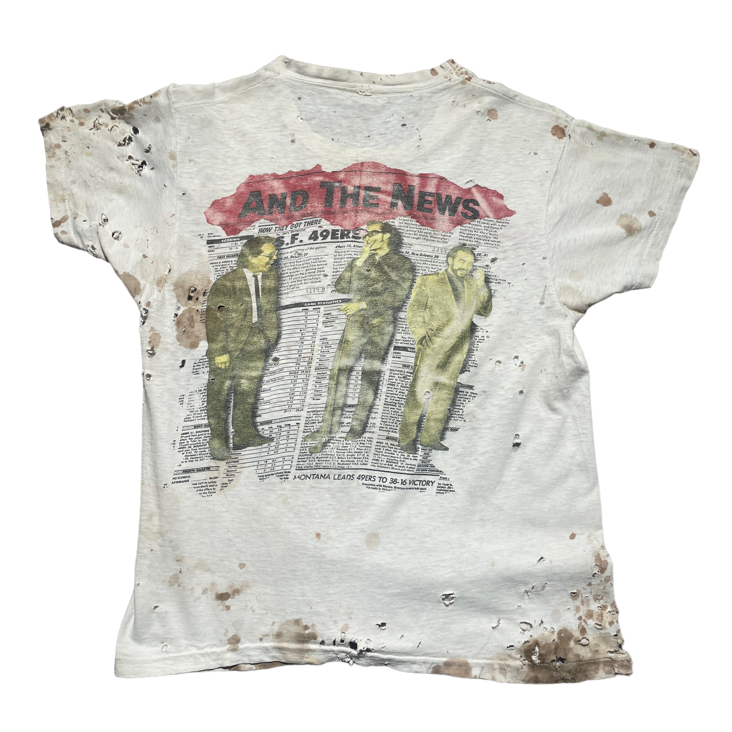 Vintage 80's Huey Lewis And The News Thrashed T-Shirt - FRESH KILLS VINTAGE