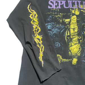 Vintage 90's Sepultura Chaos A.D. Thrashed Band Shirt - FRESH KILLS VINTAGE