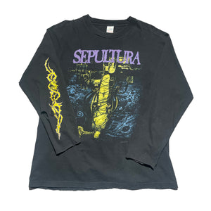 Vintage 90's Sepultura Chaos A.D. Thrashed Band Shirt - FRESH KILLS VINTAGE