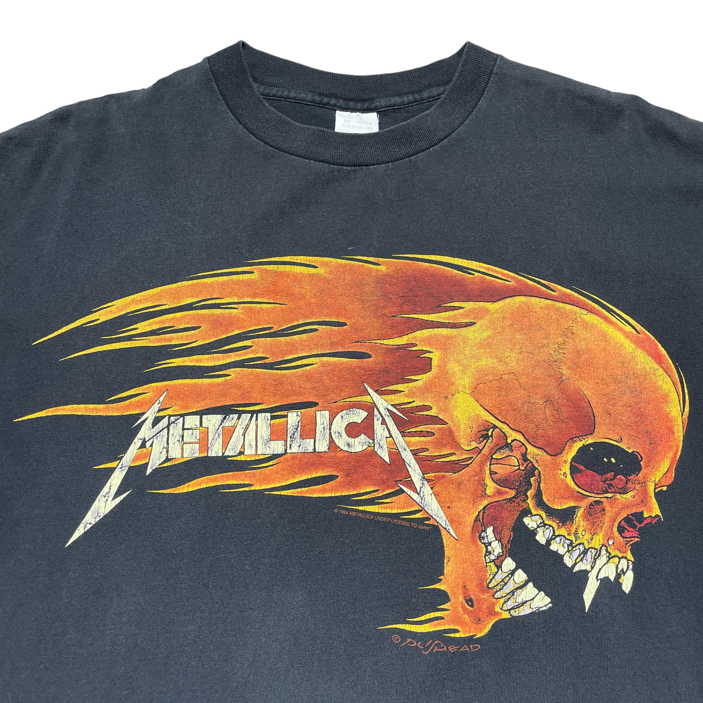 Vintage 1994 Metallica Pushead Flaming Skull Band T-Shirt - FRESH KILLS VINTAGE